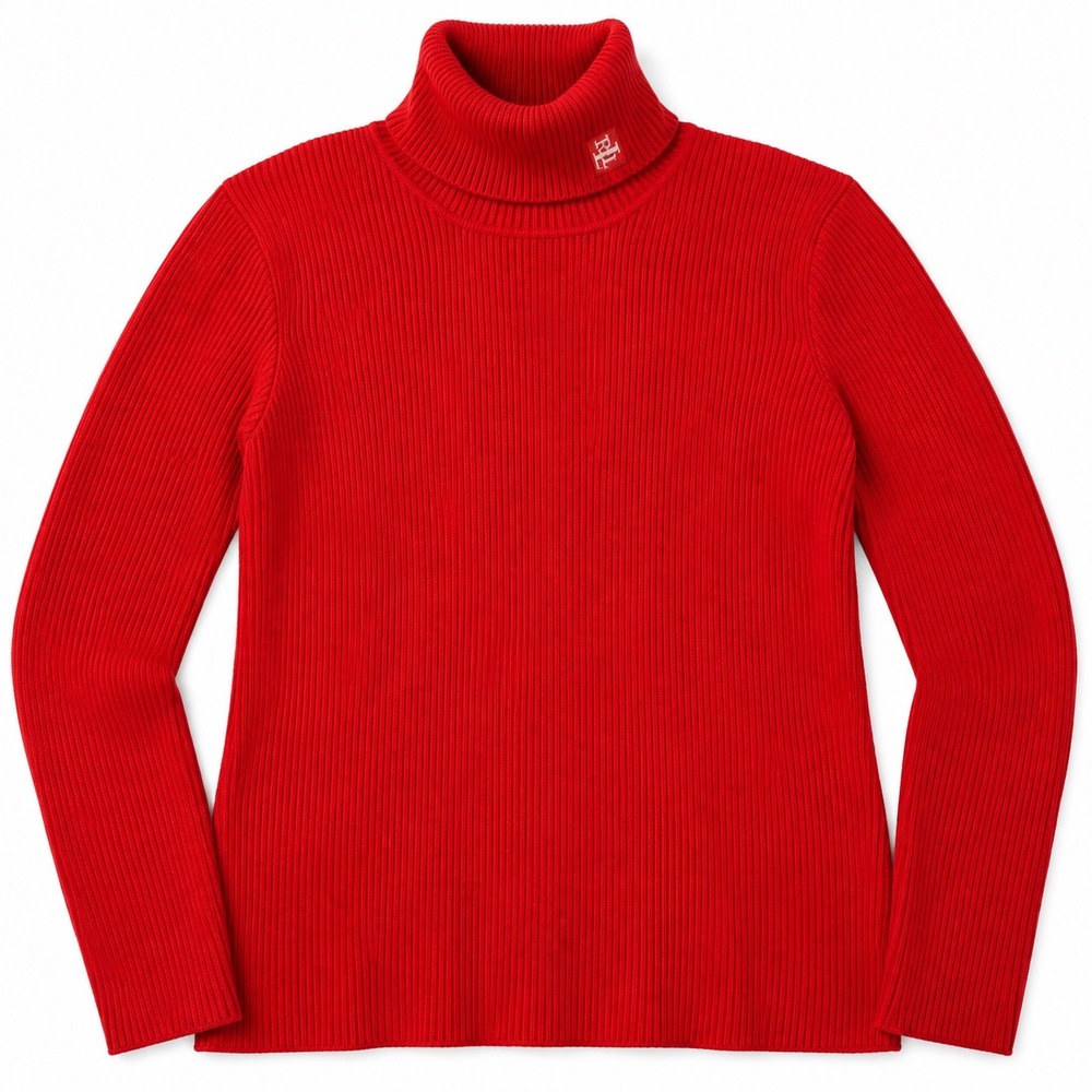 Lauren Ralph Lauren Red Ribbed Turtleneck L Sweater RL Monogram Logo NWT Gift